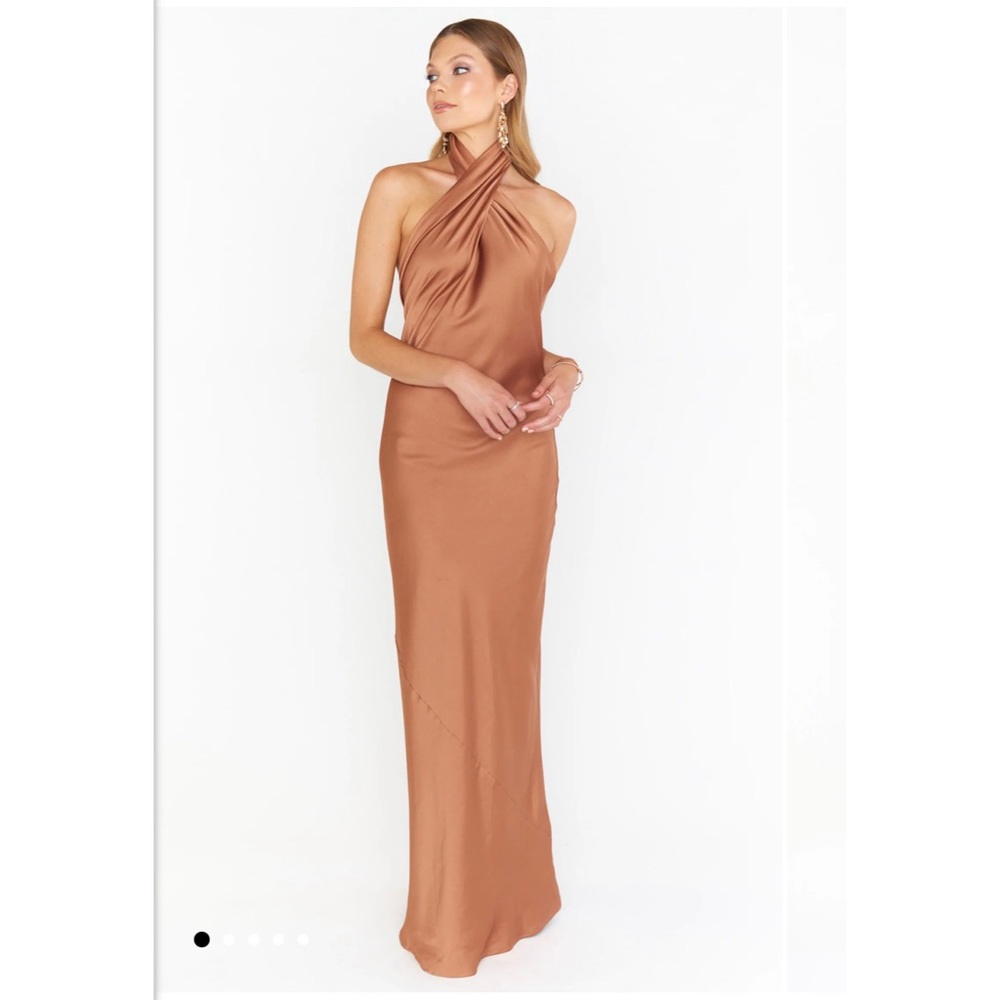 Jasmine Halter Maxi Dress in Copper